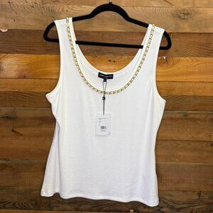 Generation Love 'Esther' Gold Chain Embellished White Scoop Tank, Size XL, NWT